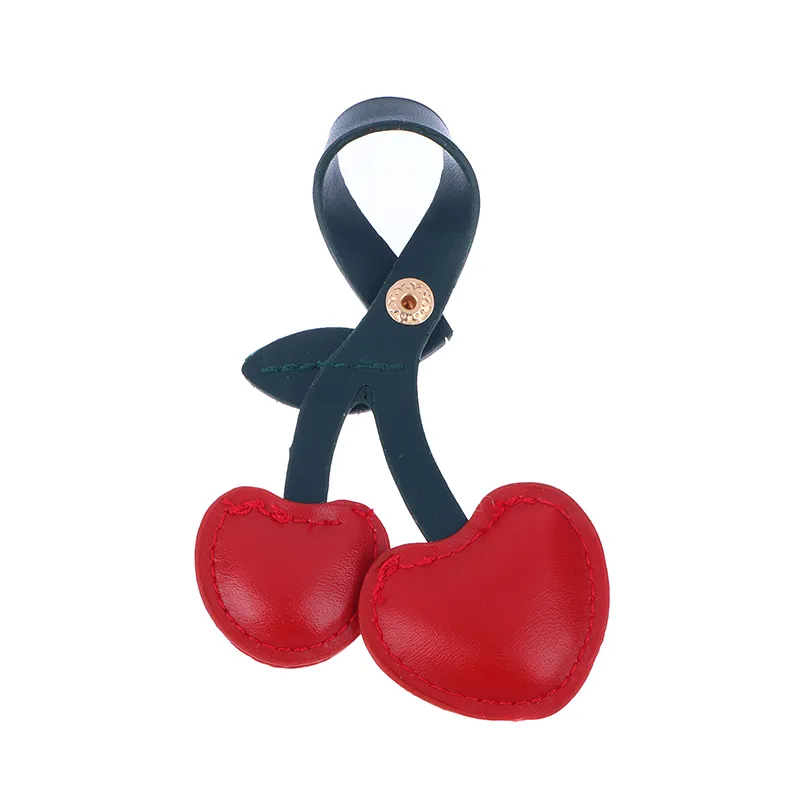 Portachiavi creativo piccolo in stile pastorale a forma di ciliegia, in pelle, con frutta, per borsetta, accessori, regalo kawaii per ragazze e donne._voghion.com