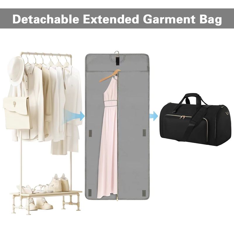 Reiseanzug, umwandelbare Kleidung, faltbare Aufbewahrung, hängende Kleidertasche, Umhängetasche und drehbarer Rucksack_voghion.com