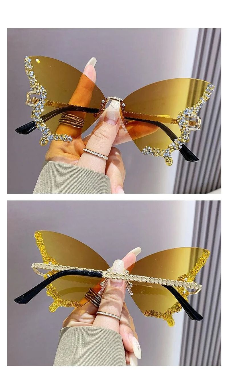 2024 Internet celebrity frame with diamond inlaid butterfly glasses for women's high-end sunglasses, UV resistant_voghion.com