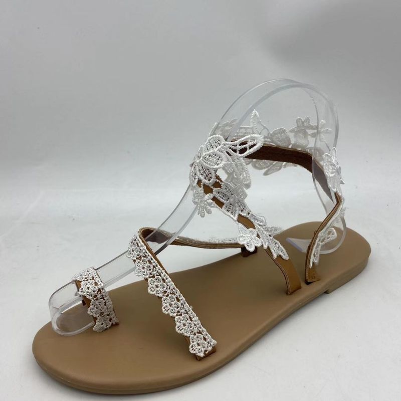 solid color open toe wer flat heel sandals large size 35-43_voghion.com