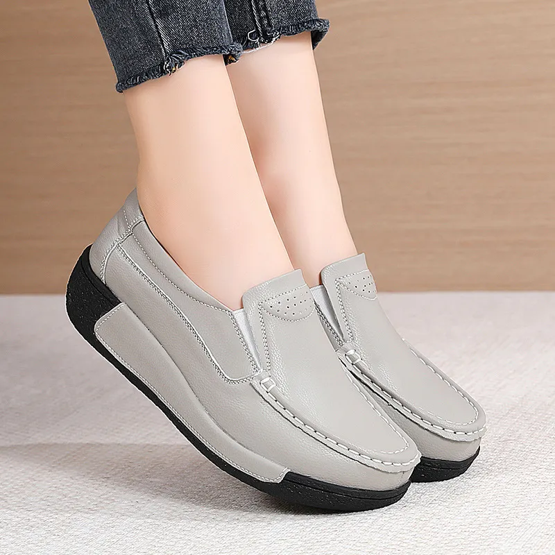 Muffin rocker bőr divatos sport casual cipő, minden platformon, kis bőrcipővel_voghion.com