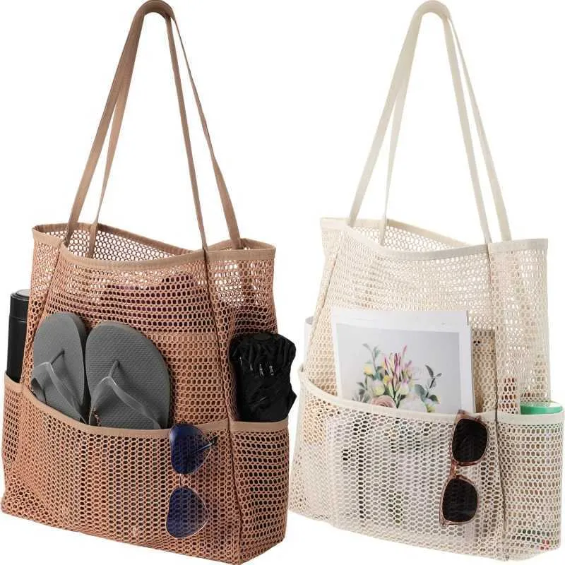 Sac de plage d'été multi-poches utilisé pour les filets à serviettes, les sacs à main de voyage durables, les organisateurs de jouets, les sous-vêtements imperméables_voghion.com