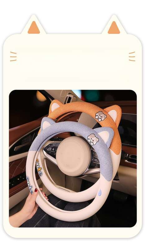 Leuke nieuwe stuurhoes zomer katoen en ademend vier seizoenen universele cartoon comfortabel auto-interieur_voghion.com