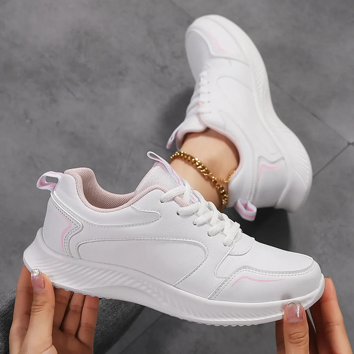 Pantofi sport pentru femei, pantofi de tenis la modă, confortabili, sport, pantofi casual de primăvară-vară, pantofi pentru femei din PU, 240809_voghion.com