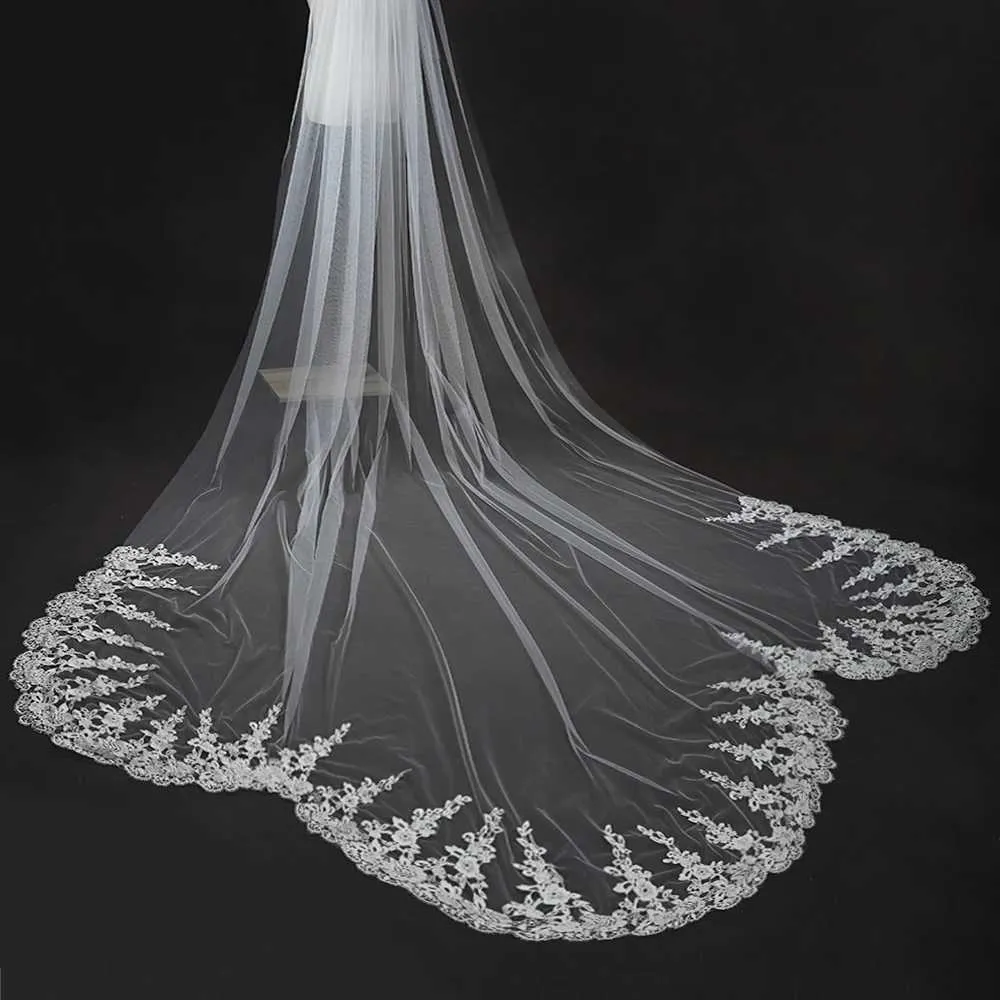 Hair Jewelry With Comb Veils Extra Long Wedding Cathedral Mantilla Bridal Veil VP80_voghion.com