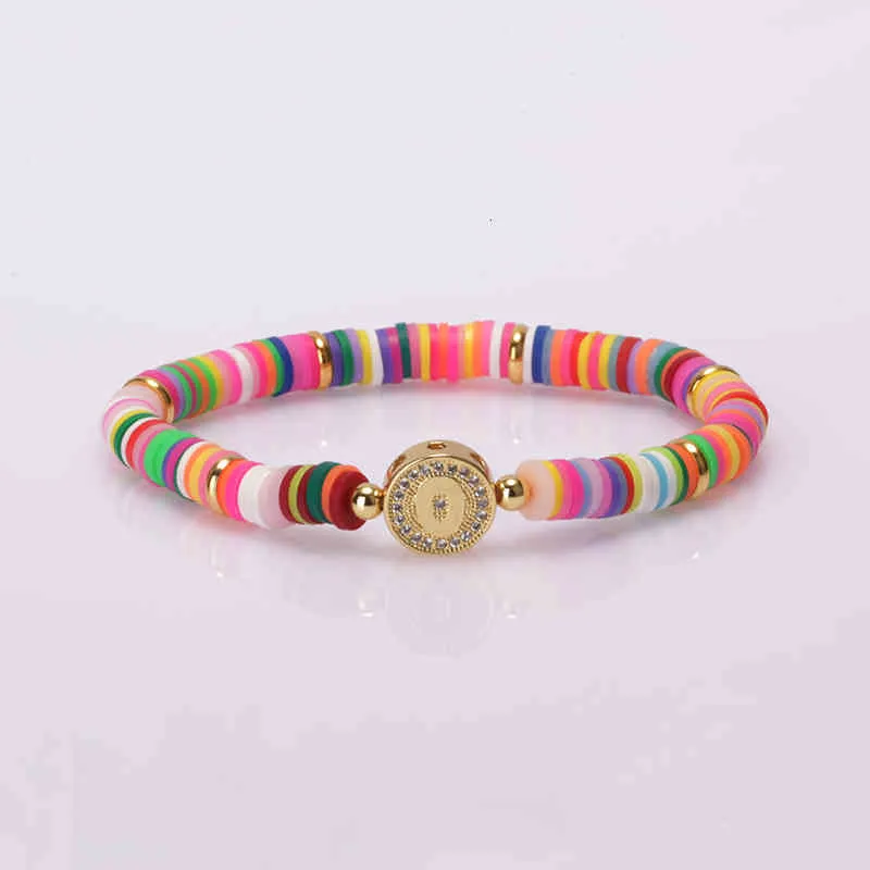 Bohemia Gypsy Gold Initial 26 Alphabet Letter Name Charm Coloful Rainbow Silicone Plastic Beaded Bracelets For Women Man_voghion.com