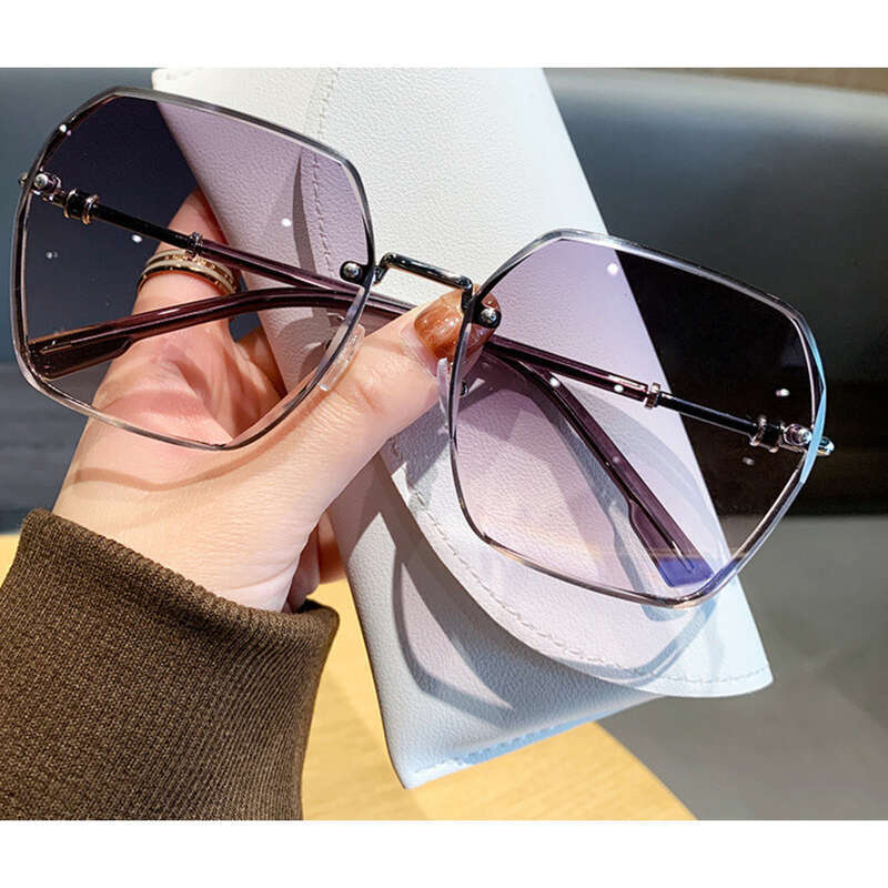 Lunettes de soleil de conduite fines et anti-ultraviolets pour femmes, tendance, haut de gamme, sans monture, à bords coupés_voghion.com