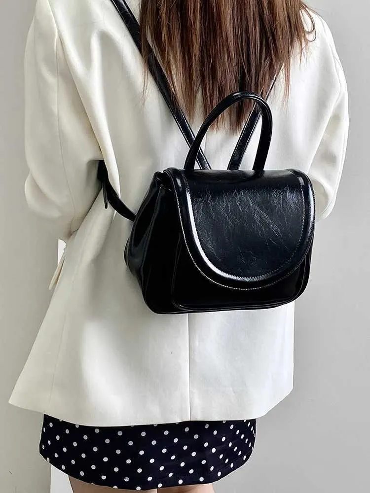 Elegant Black Women's Backpack Shoulder Bag And Handbag Set_voghion.com