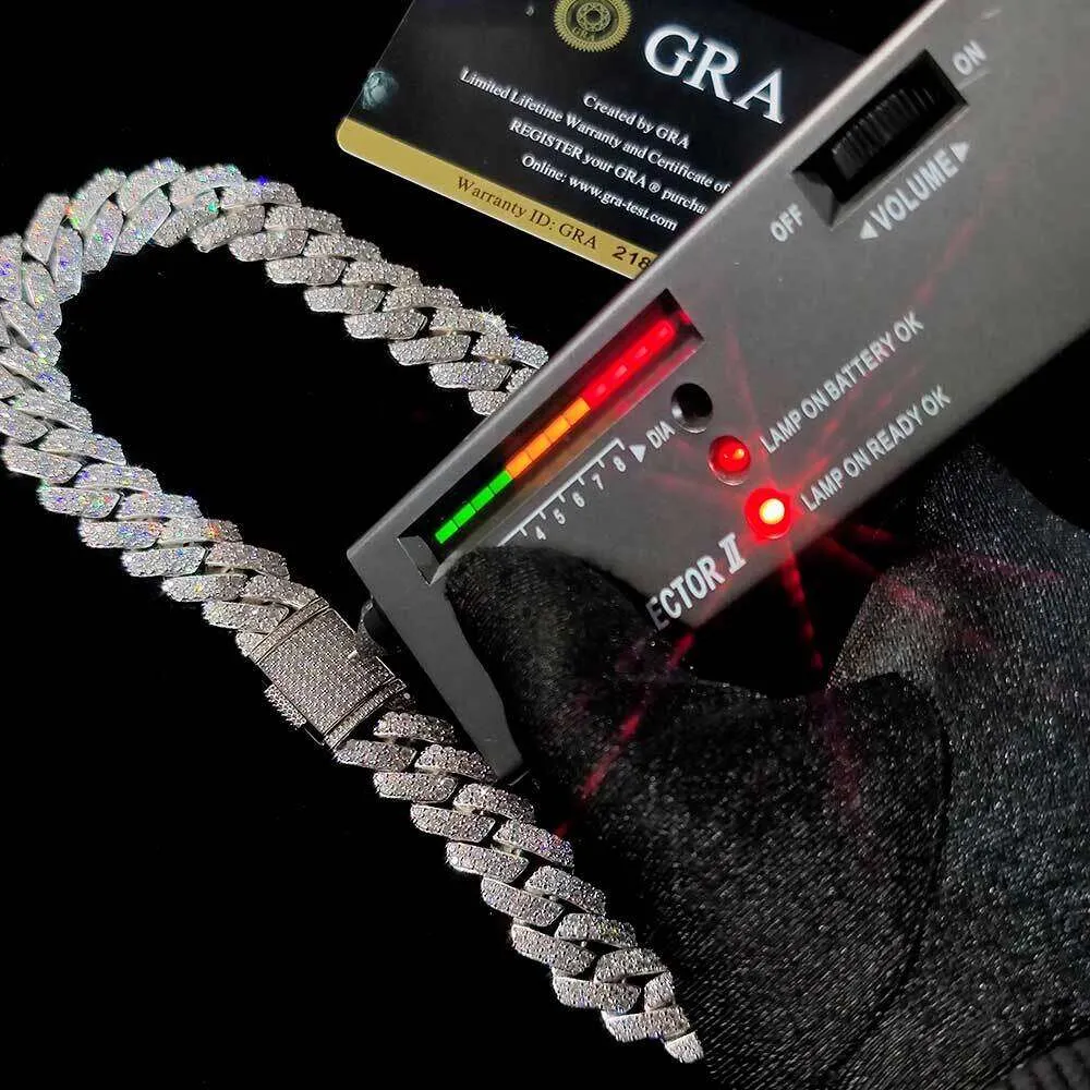 Designer Fashion Cubaanse Link Chain Pass Moissanite Diamant Tester Miami Hip Hop Sieraden VVS Steen Glanzend 3 Rijen Mannen Vrouwen_voghion.com