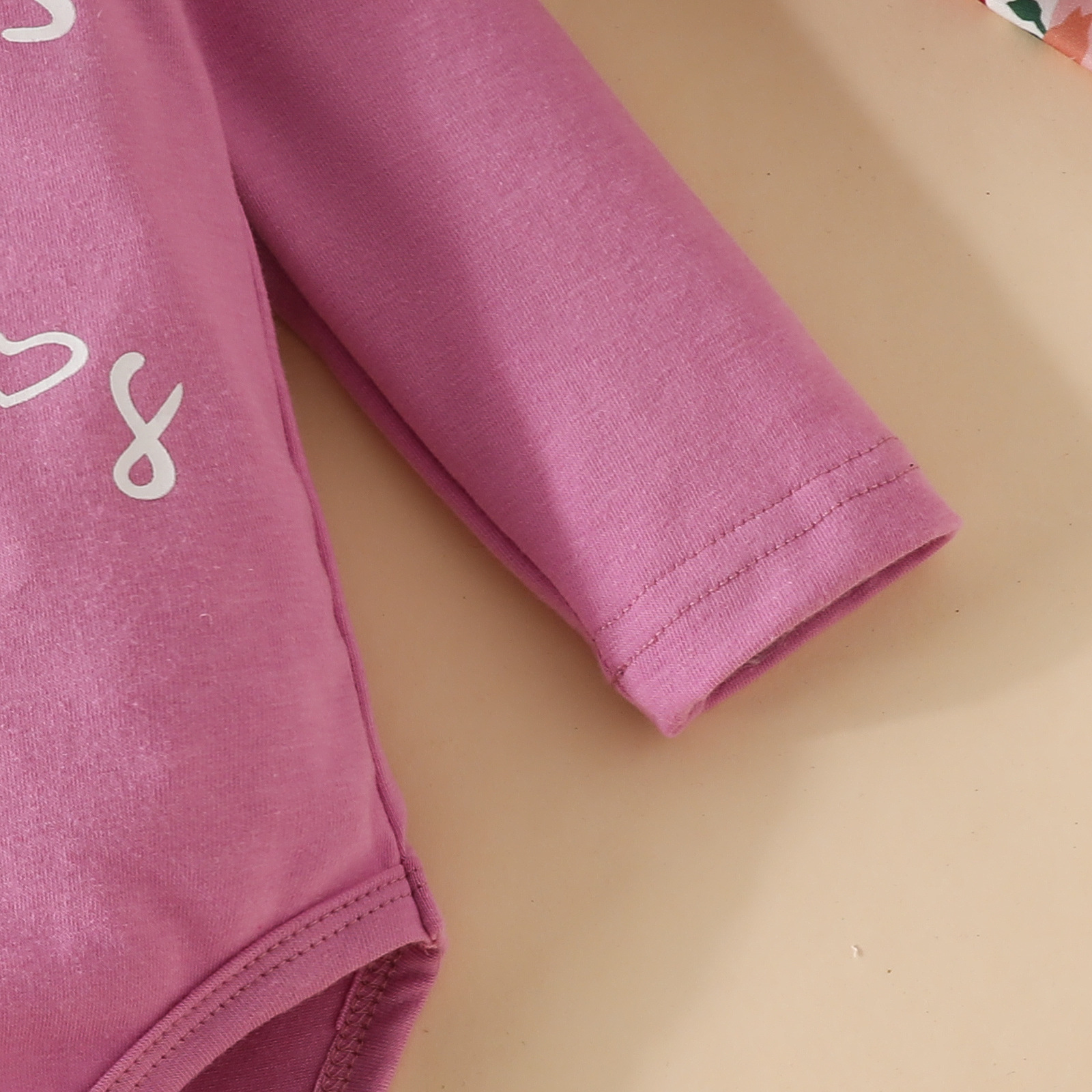 Mother & Kids Baby long-sleeved trousers four-piece set Newborn long-sleeved triangle romper flower bow flared trousers hat headband_voghion.com