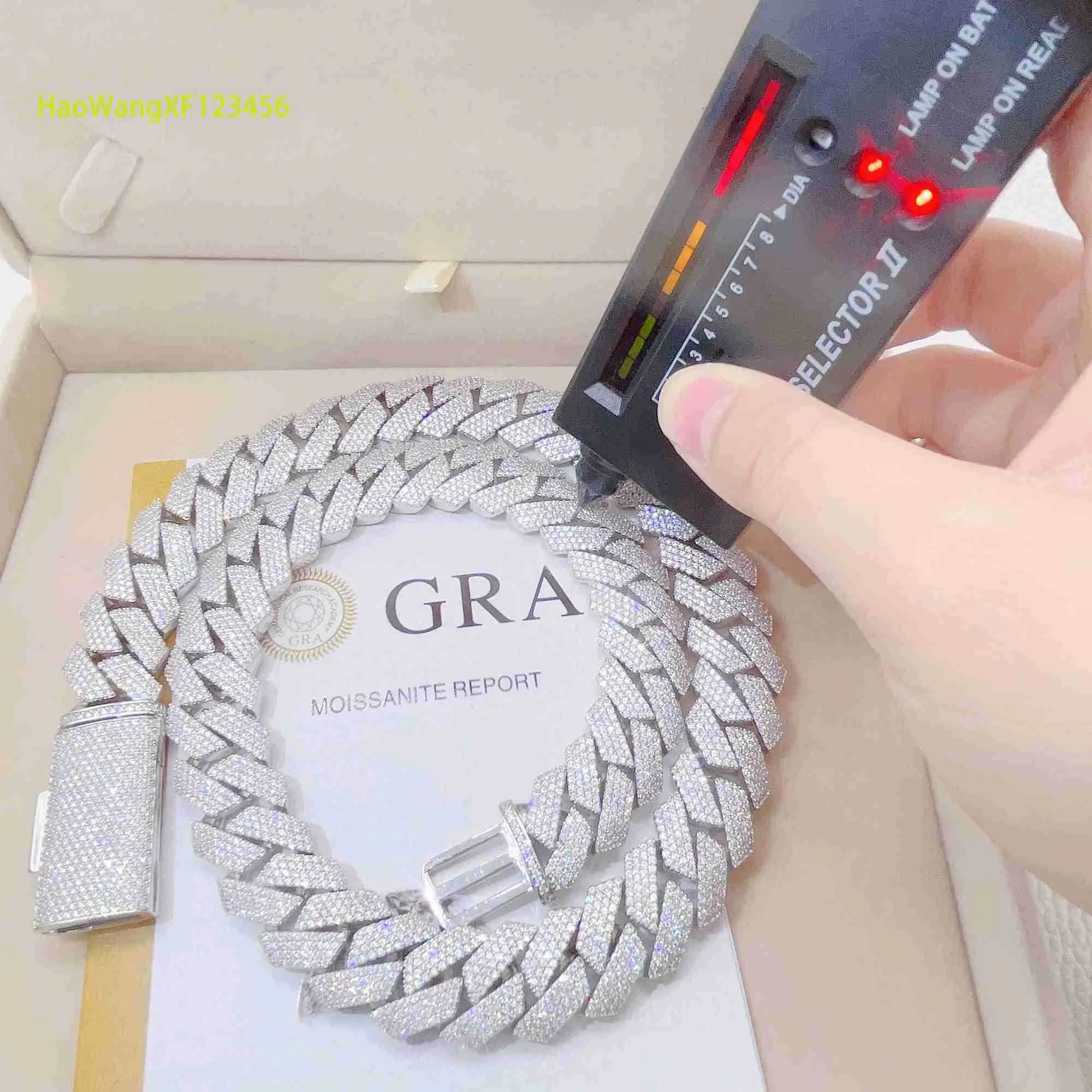 Riipus kaulakorut Iced Out Pass Diamond Tester Sterling Sier kaulakoru Vvs Moissanite kuubalainen linkkiketju_voghion.com