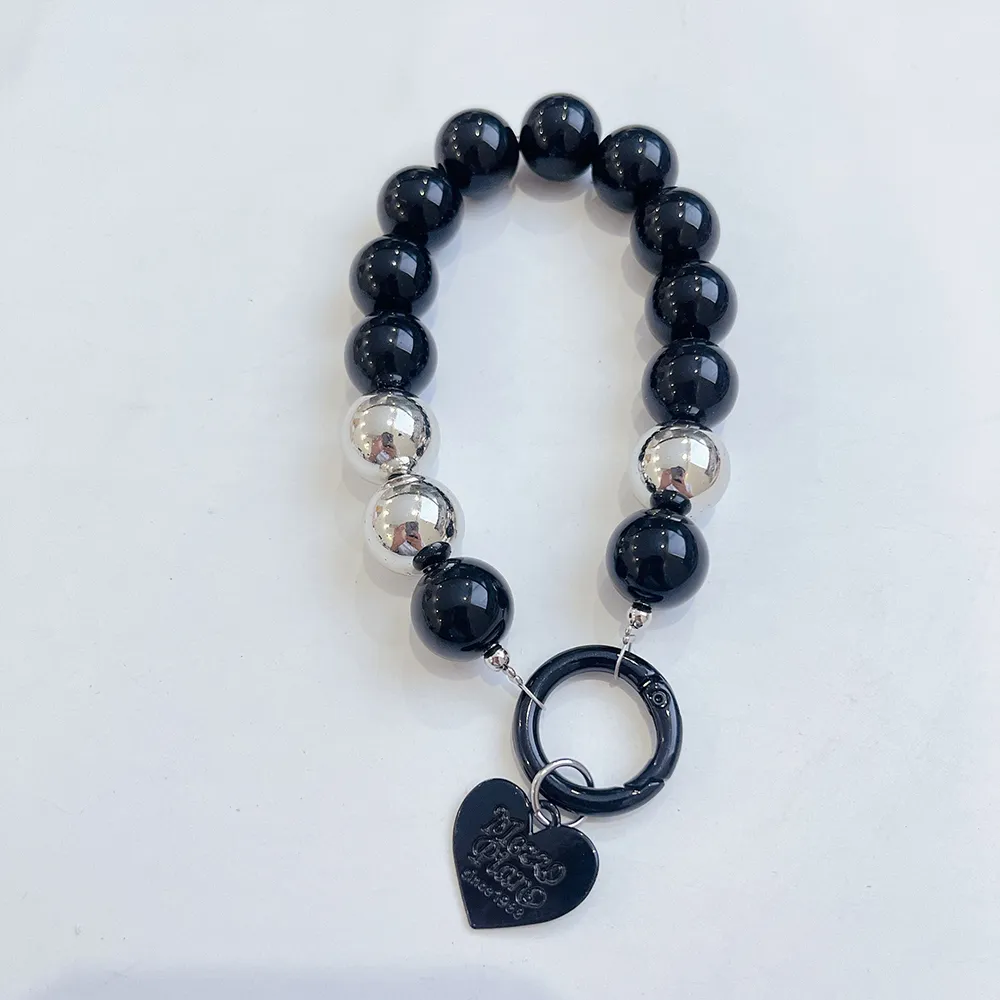 INS Fashion Beaded Lanyard Anti-Lost Bracelet For Mobile Case Wrist Strap Car Keychain Cute Phone Charm_voghion.com