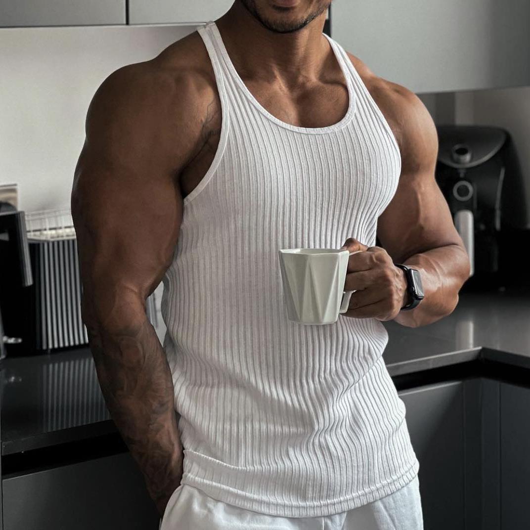 men's clothing new summer knitted solid color fitness sports slim fit vest men's clothing_voghion.com
