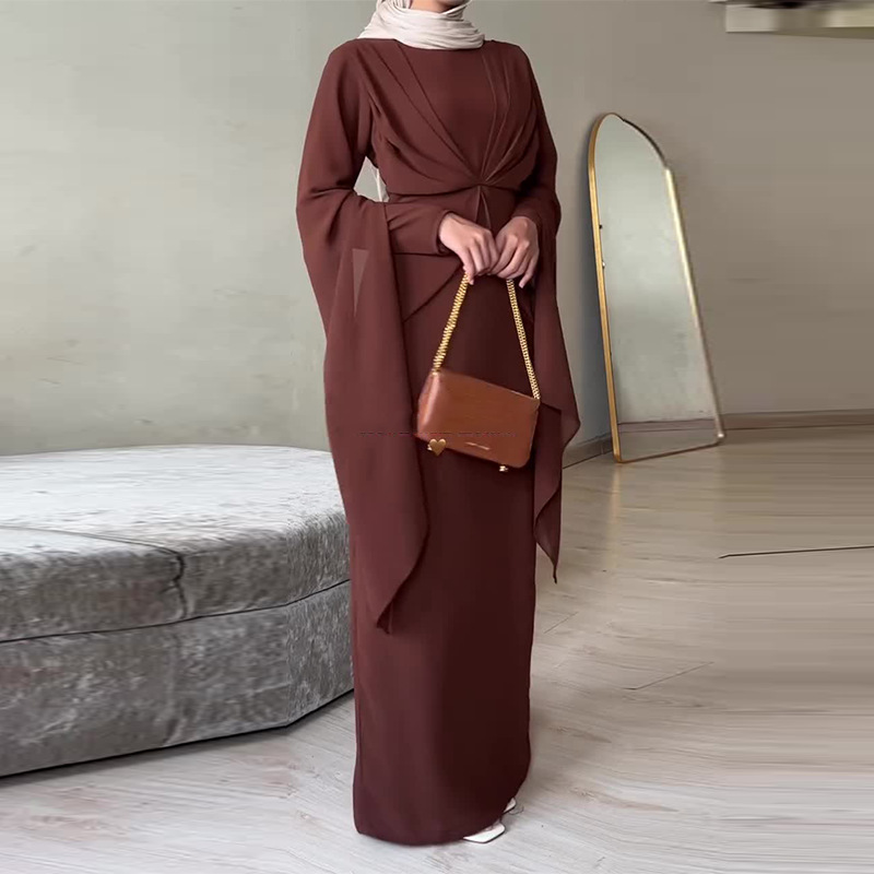 Women's Clothing Autumn Solid Color Round Neck Design Sense Two Piece Long Sleeved Dress