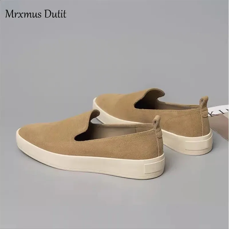 Chaussures de sport décontractées Mrxmus Autumn Flat pour femmes, en cuir suédé véritable, semelle épaisse vulcanisée, référence 240918_voghion.com