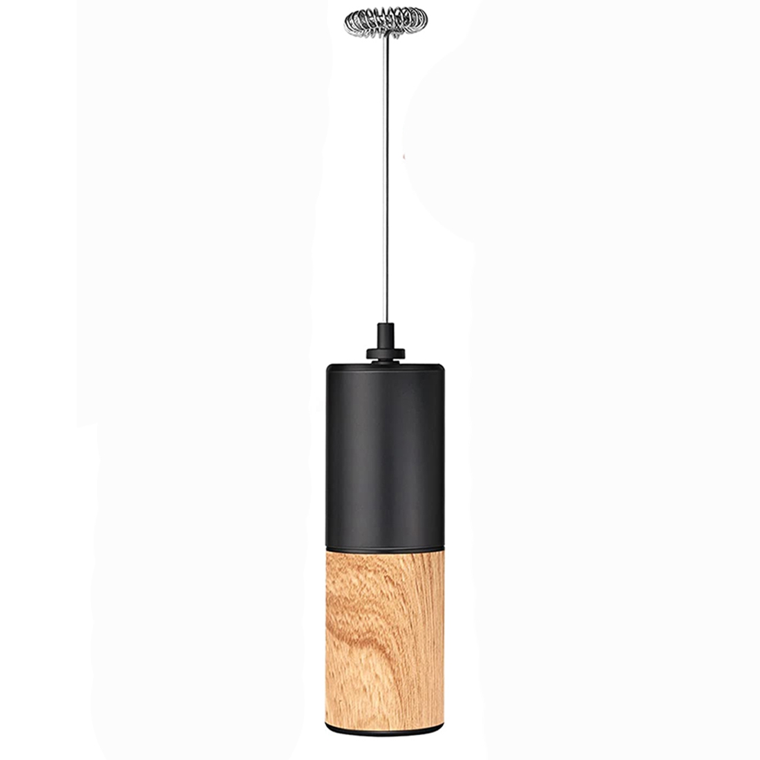 Electric Milk Frother Foam Maker, Milk Frother for Coffee, Wood Pattern Printed, Handheld Battery Operated Whisk_voghion.com