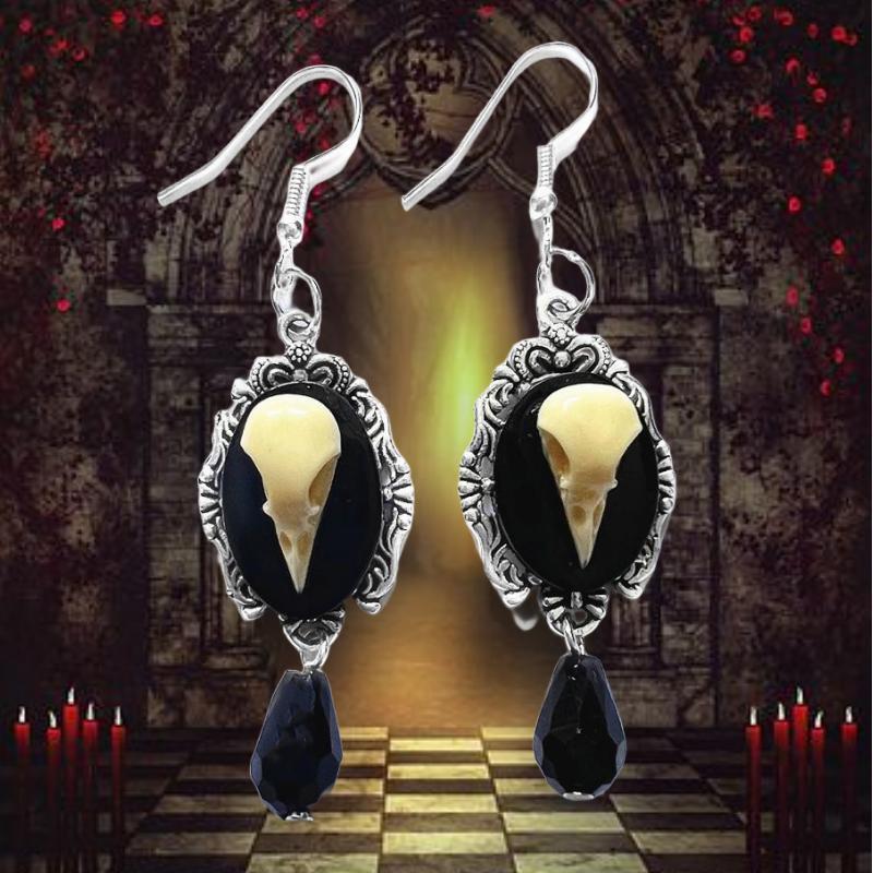 Collana unisex con orecchino a forma di teschio di uccello_voghion.com