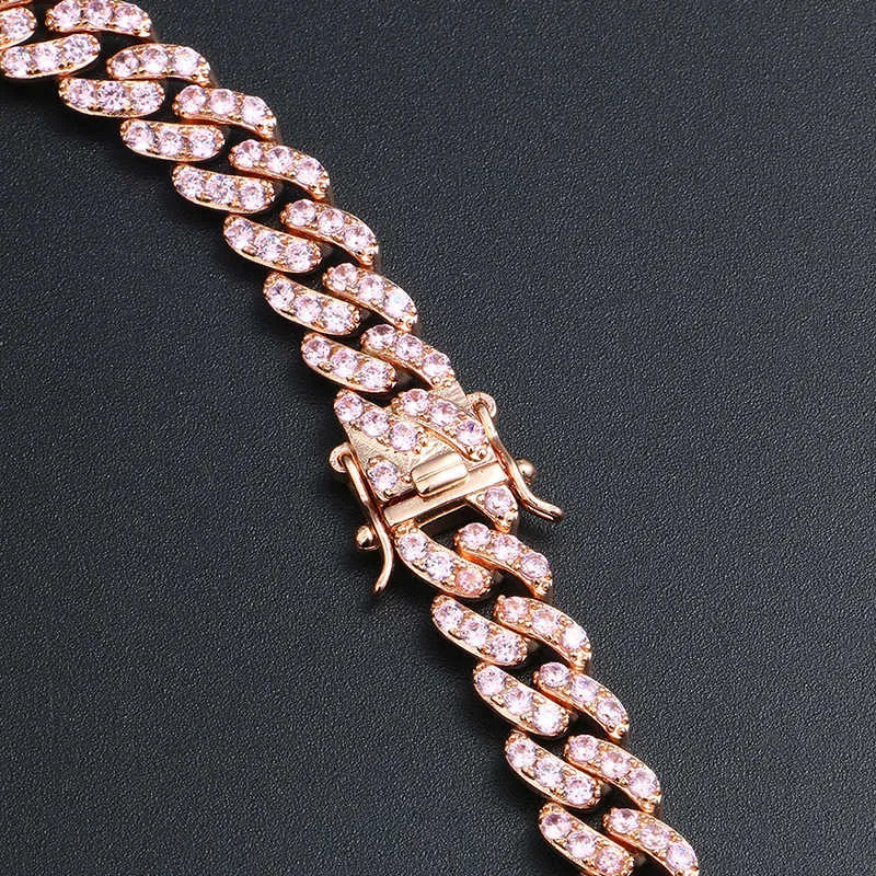 Collana con catena cubana a farfalla in oro rosa placcato con ghiaccio per le donne_voghion.com