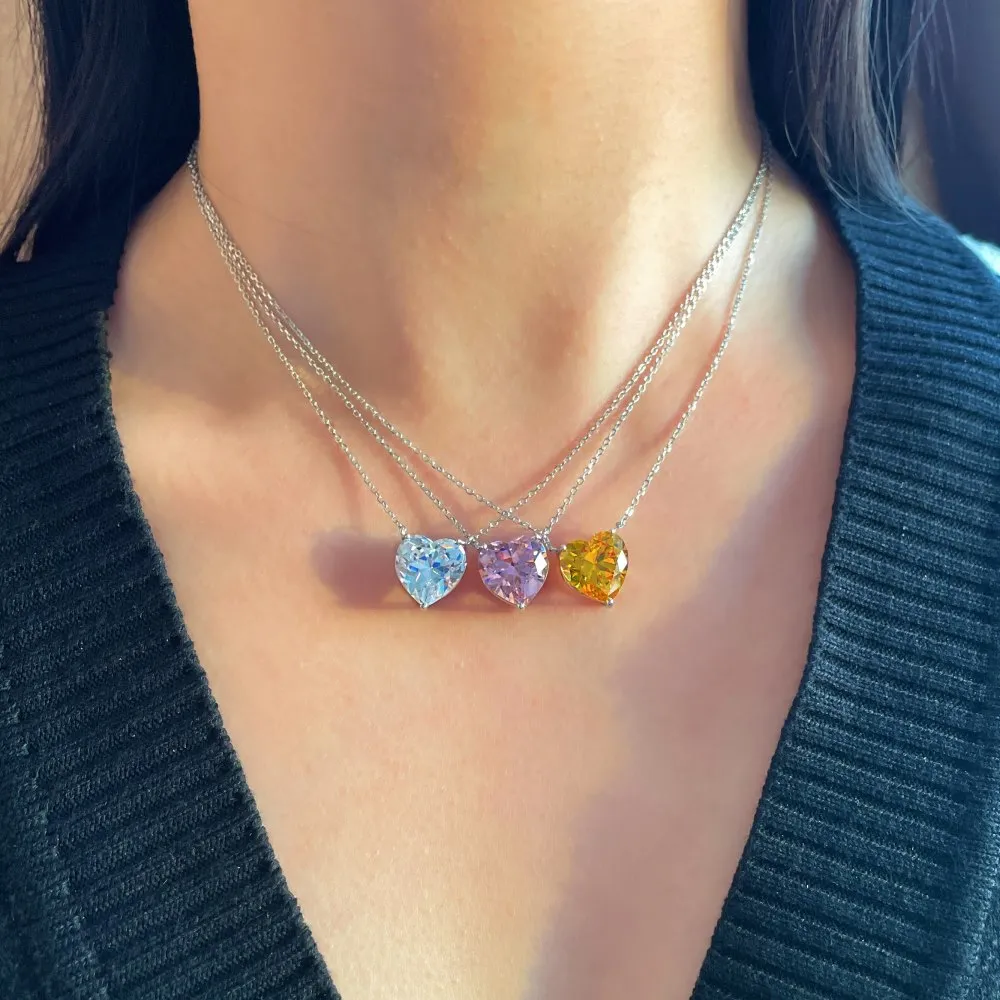S Sterling Sier Love Heart Designer Necklaces For Women Big Austrian Crystal Charm Sailormoon 3 Carats Stone Hearts_voghion.com