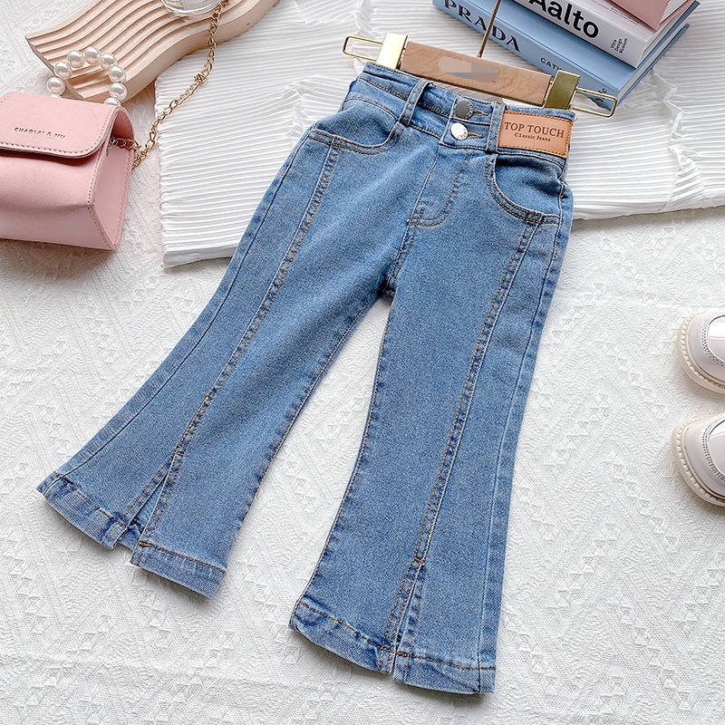 New spring and autumn new Korean version of children's denim spoofed trousers fashionable foreign girl pants_voghion.com