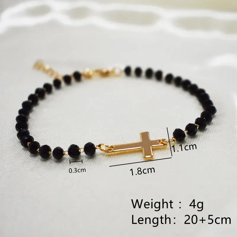 Perlenarmband Mit Kreuz Für Damen Und Herren Gold Und Silber_voghion.com