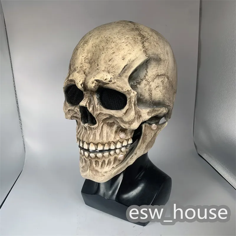Halloween-juhlat, koko pään kallonaamio, jossa liikkuva leuka, pelottava lateksi, aikuisten kokoinen cosplay-naamiaiset_voghion.com