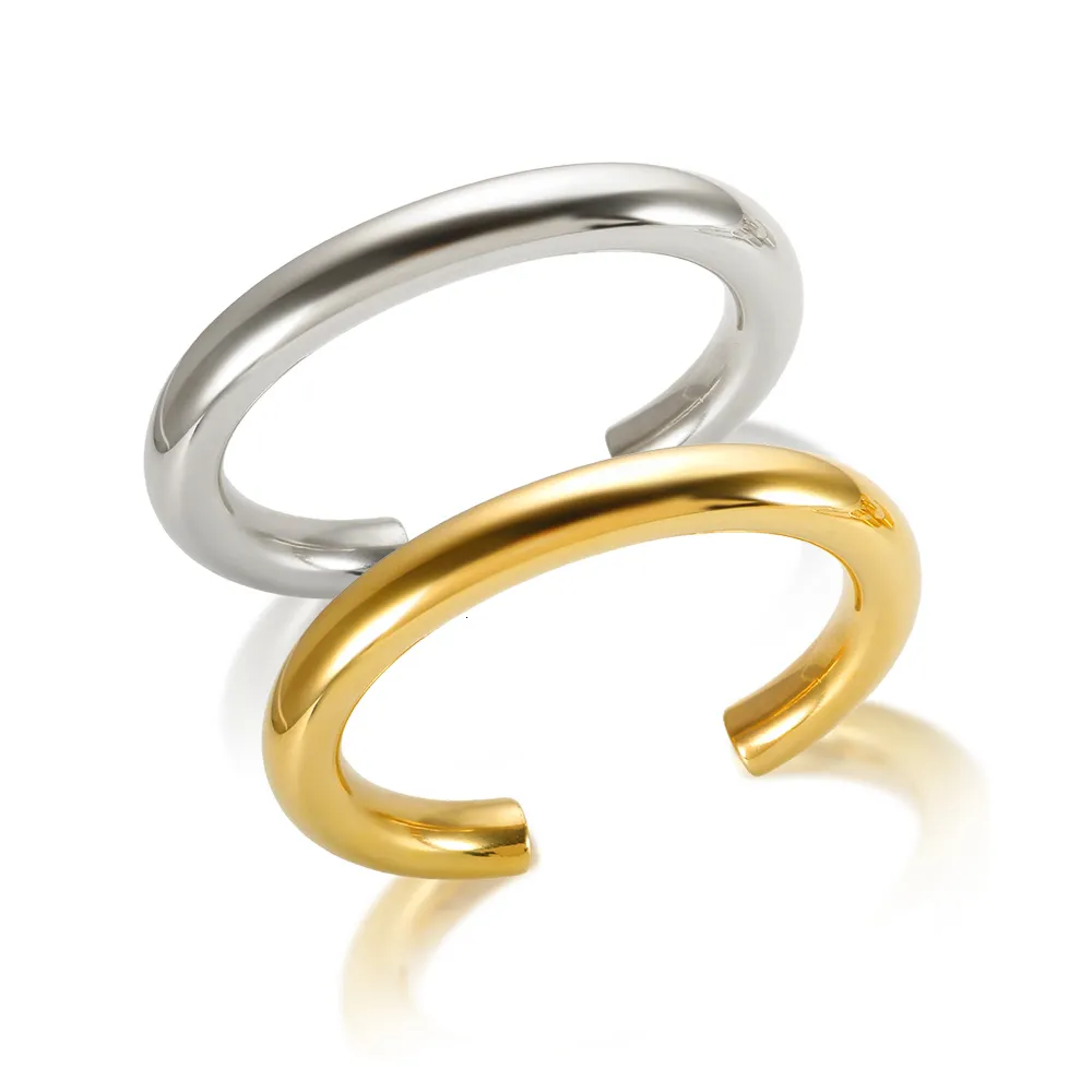 Braccialetto a tubo spesso per donna Bracciale a polsino in acciaio inossidabile Hiphop Cavo placcato oro Moda all'ingrosso Gioielli Pulseras_voghion.com
