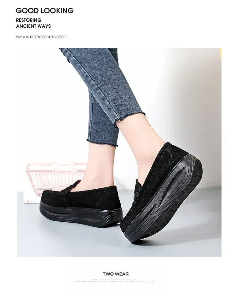 Wedge Casual Sneakers For Women Non-slip Soft Soled Platform Shoes_voghion.com