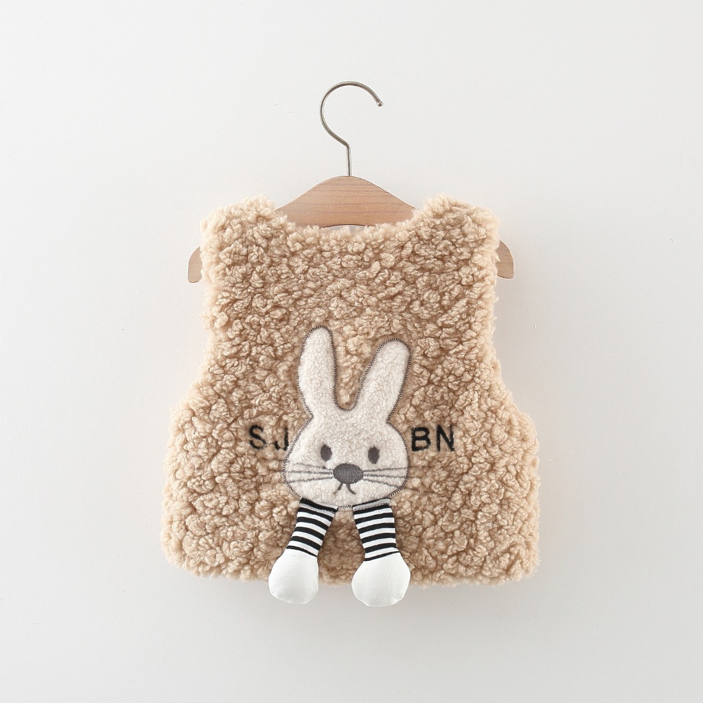 Chaleco de peluche para niña, bonito chaleco grueso de conejo de dibujos animados, ropa para niños de alta calidad_voghion.com