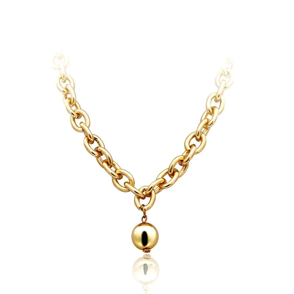 Massive Gliederkette Mit Kugelanhänger Für Damen Halsschmuck_voghion.com