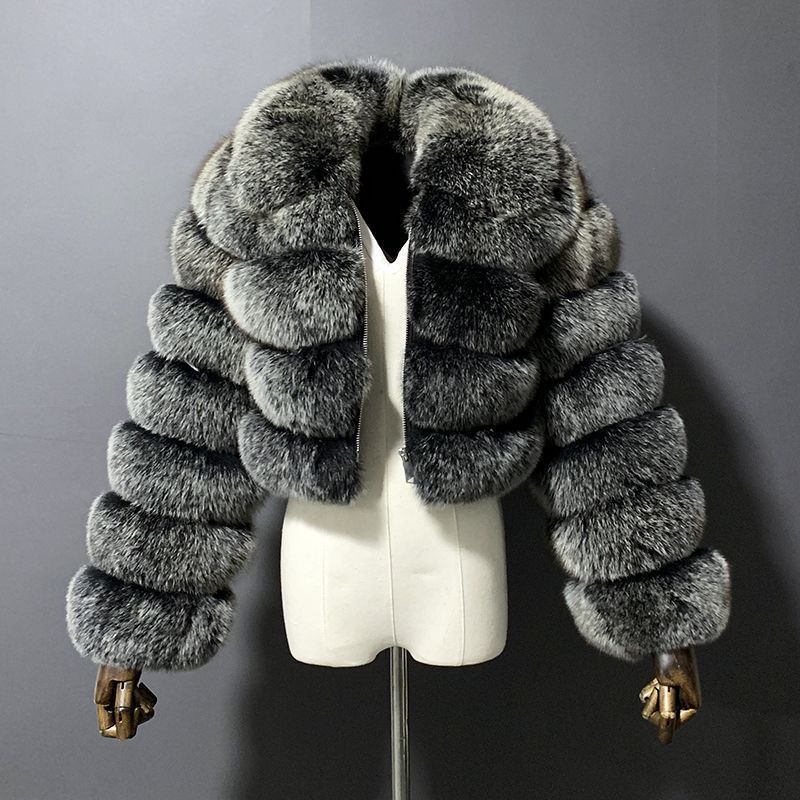 Vêtements pour femmes manches courtes en fourrure pour femmes automne et hiver hauts chauds manteau en peluche tendance_voghion.com