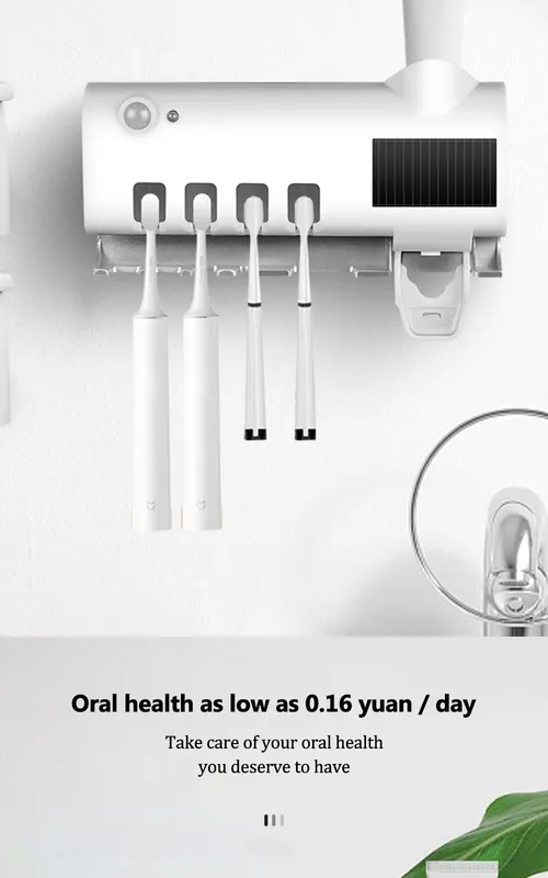 Toothbrush Holders Toothpaste Dispenser Solar Energy Bathroom Storage Box Multifunction USB Charge_voghion.com