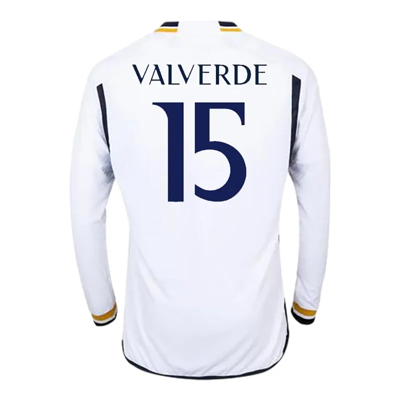 23 24 MODRIC CAMAVINGA Maglie da calcio da uomo a maniche lunghe ALABA VINI JR. KROOS RODRYGO VAERDE TCHOUAMENI Calcio in casa_voghion.com
