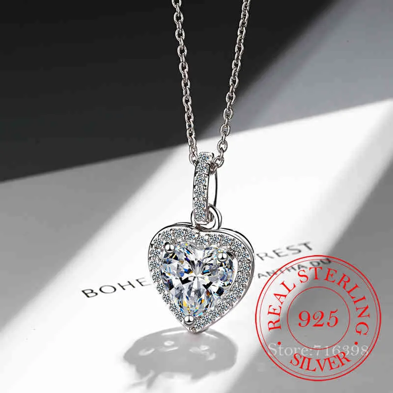 Top Kwaliteit Sterling Zier Forever Love Hart Grote Enkele Cz Charm Hanger Ketting Sierlijke Sieraden Voor Vrouwen Lady_voghion.com