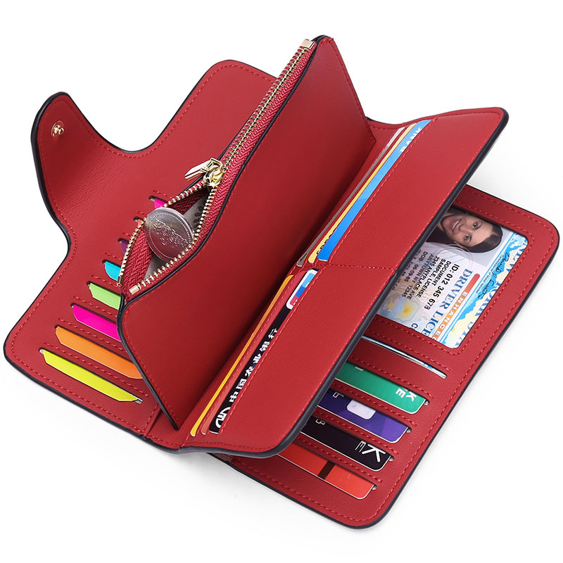 new ladies long wallet RFID large capacity 4 fold clutch PU multi card wallet