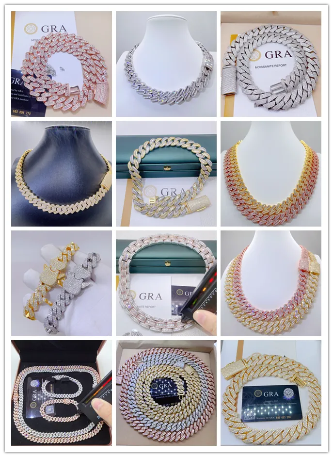 Anhänger Halsketten Iced Out Pass Diamant Tester Sterling Silber Halskette Vvs Moissanite Cuban Link Kette_voghion.com