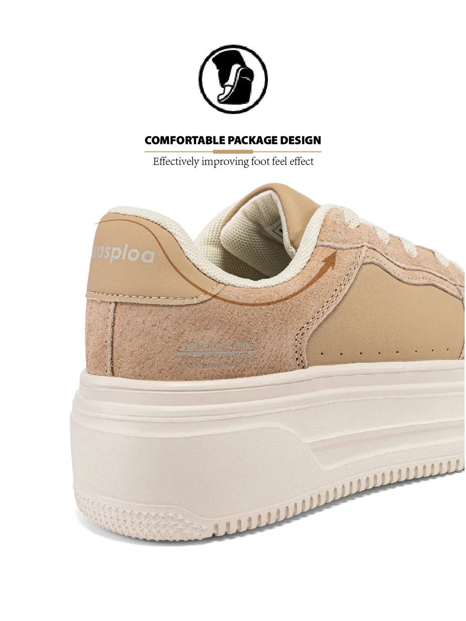 Platform Sneakers For Women Comfortable White Leather Skate Shoes_voghion.com