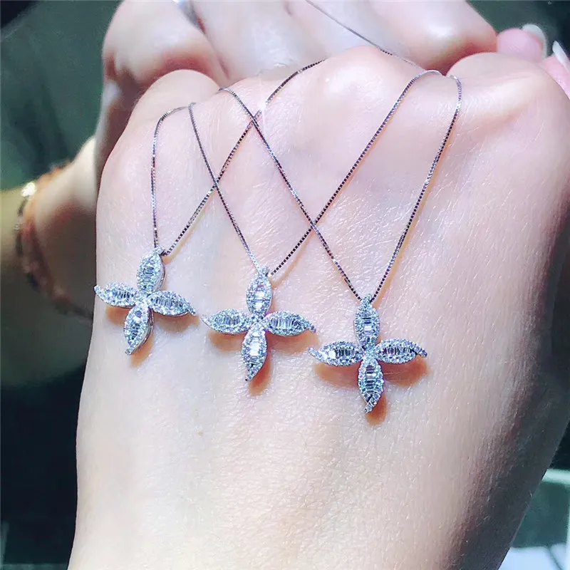 Colliers pendentifs Nouveau collier délicat pour femme avec zircone cubique blanche Design chic Bijoux de déclaration pour femme pour fête de mariage_voghion.com