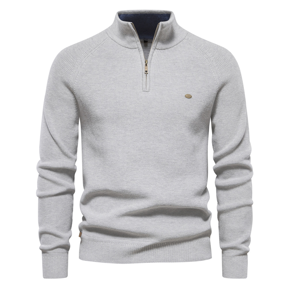 Ropa de hombre Suéter de hombre Suéter de hombre de manga larga con cremallera y cuello alto Color sólido Ropa informal para hombre