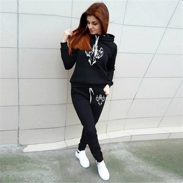 Sweat à capuche + pantalon de survêtement pour femmes 2 pièces Sweat Tracuits à capuche Jogging Sports Baseball Uniformes Survêtements Jogger_voghion.com