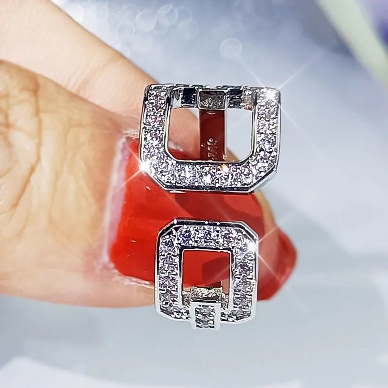 orecchini di design geometrico collane set di gioielli da sposa marca brillante cz zircone argento fascino orecchini a bottone orecchino_voghion.com