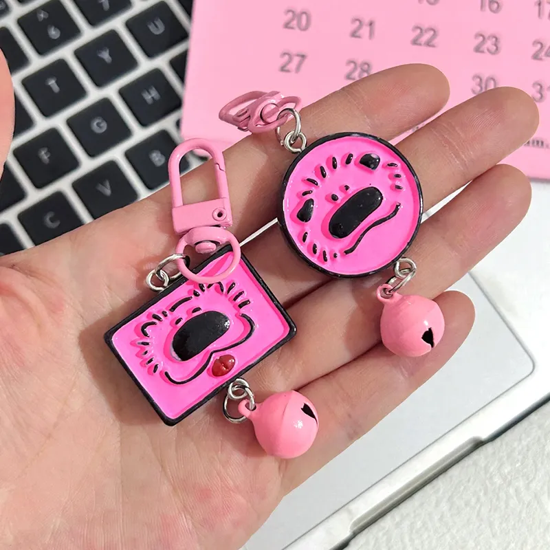 Cute Pink Samoyed Puppy Series Keychain Animal Bell Pet Memorial Keyring Dog Pendant Backpack Charms Car Bag Decor Kids_voghion.com