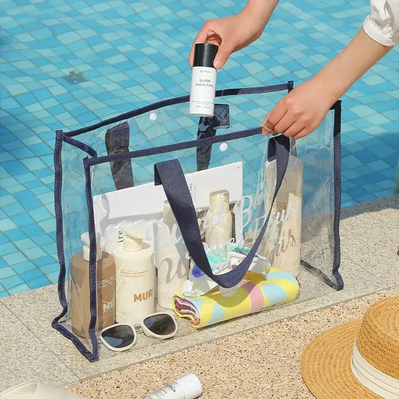 Clear Pvc Beach Bag Versatile Women Tote Shoulder Bag Waterproof_voghion.com