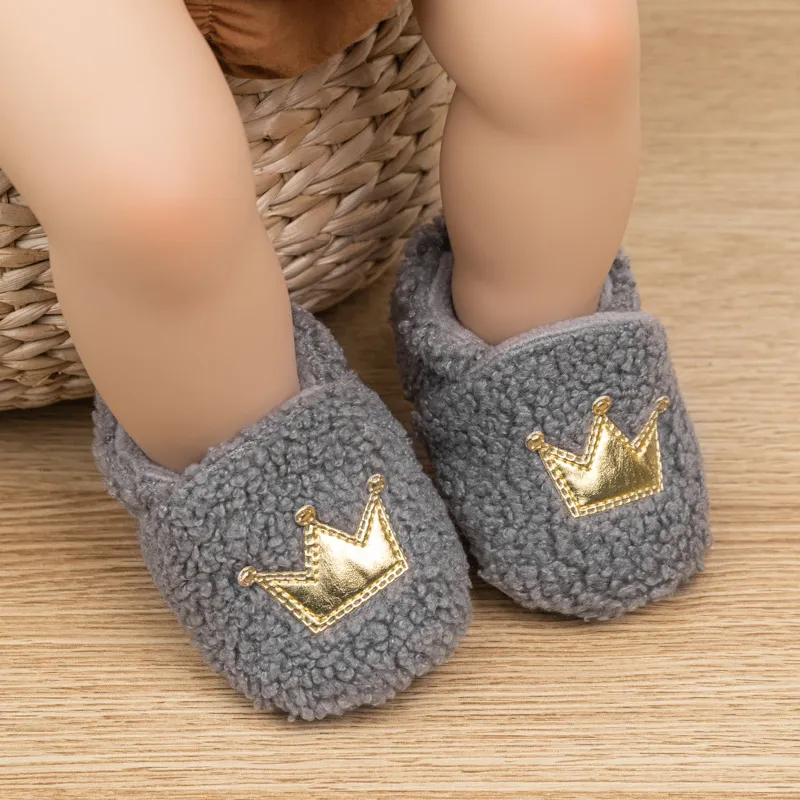 Design vestimentar Crown iarna miel puf nou-născuți cutefeet copii fete băieți copii Toddler pantofi cald și antiderapant Primii pași_voghion.com