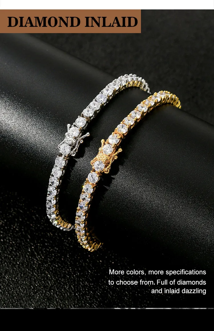 Sterg Sier Moissanit Kette Bracelet Fein Bijouen GRA Zertifikat VVS VS Dia Halskette Hip Hop Stil Tenniskette_voghion.com