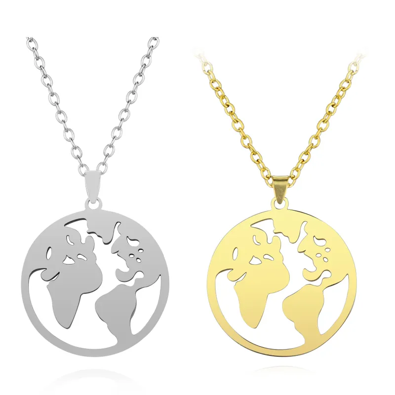 Colliers pendentifs créatifs Globe Charm Boho Jewelry Earth Travel pour femmes et hommes Cadeaux Collier cadeau d'anniversaire_voghion.com