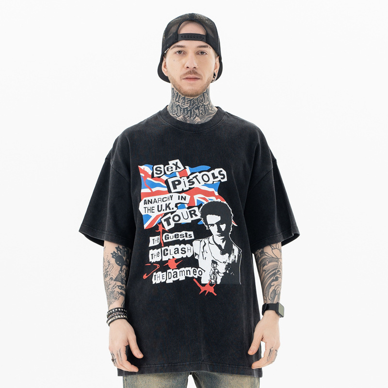 Vêtements pour hommes SUP | T-shirt à manches courtes pour hommes, nouvelle marque de mode d'été 2024, groupe de punk rock High Street_voghion.com