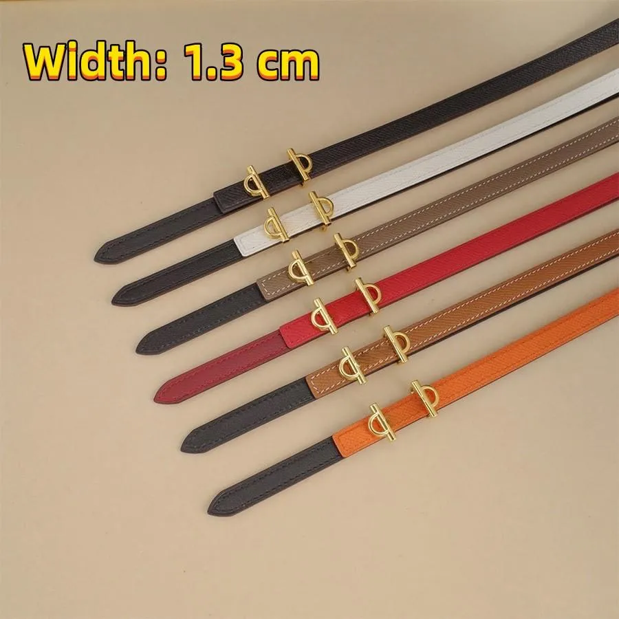 Designer Narrow Belts Genuine Leather for Women Men Casual Belt Width 1.3 CM Daily Accessories 6 Colors_voghion.com