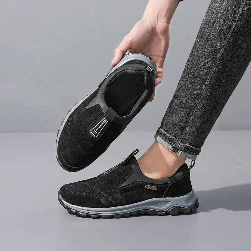 YRZL Outdoor-Wanderschuhe zum Reinschlüpfen, lässig, atmungsaktiv, Wildleder, rutschfeste Wanderschuhe für Herren_voghion.com