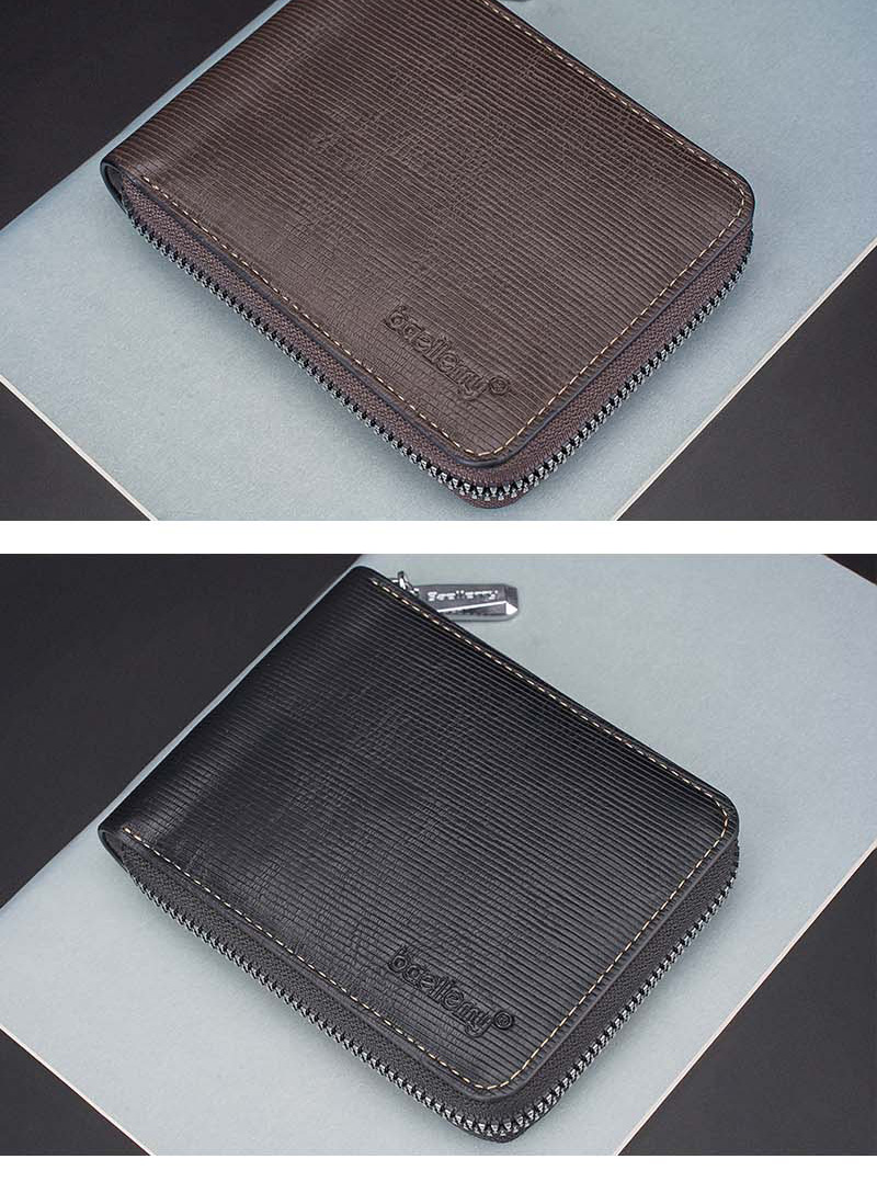 Baellerry ny lommebok for menn, kort retro RFID-glidelås myntpung, enkel horisontal kortholder_voghion.com